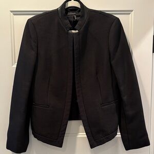 Rag & Bone Black Textured Blazer with Leather Detailing